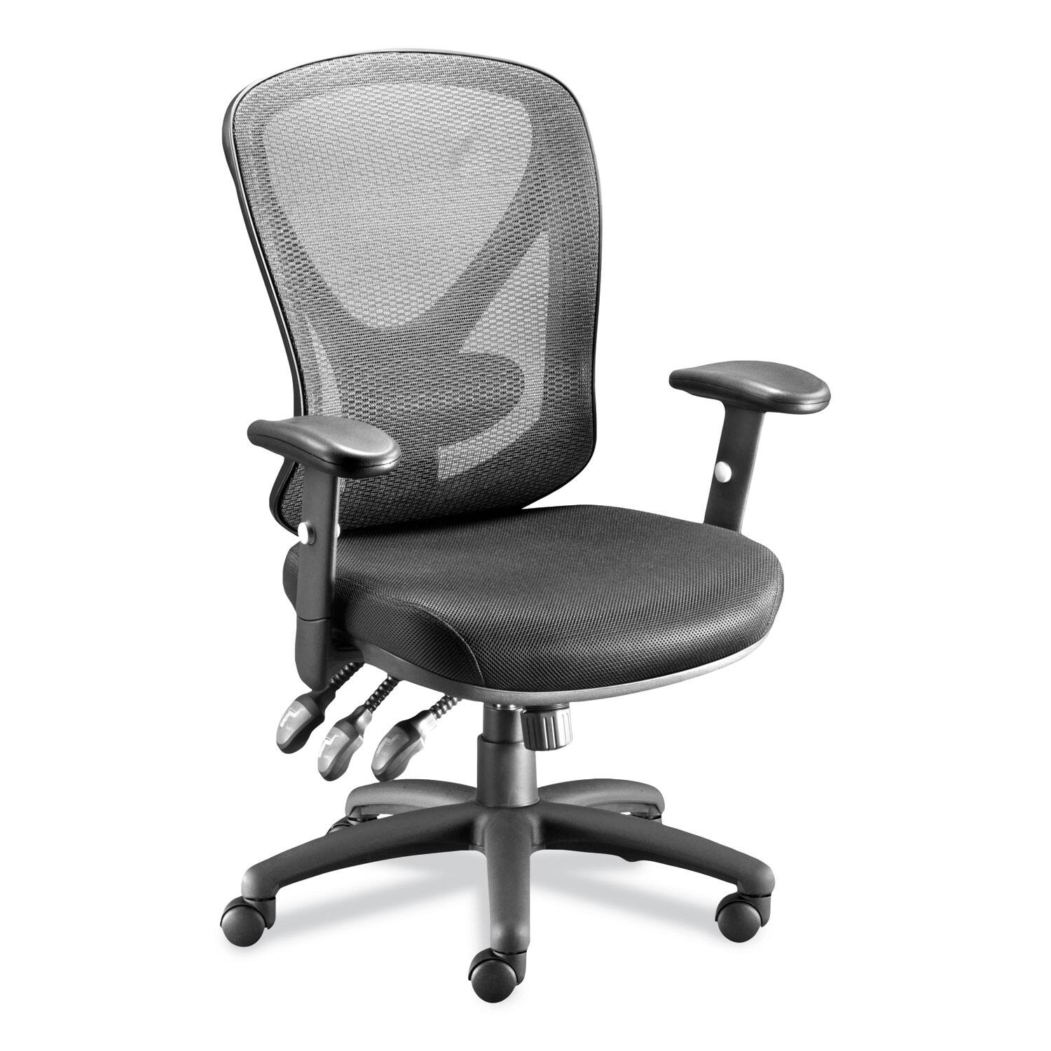 Front. Alera - Aeson Series Multifunction Task Chair, Supports Up to 275 lb, 15" to 18.82" Seat Height, Black Seat/Back, Black Base - Black.