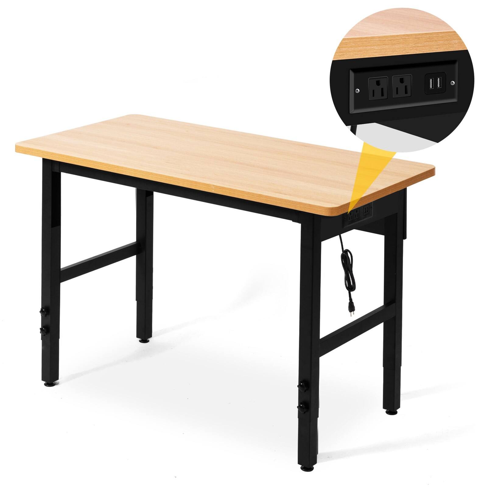 Alt View 4. Steelite - 48"x24" Garage Workbench with Power Outlet, Hardwood Top, Adjustable Height, 2000 LBS Load Capacity.