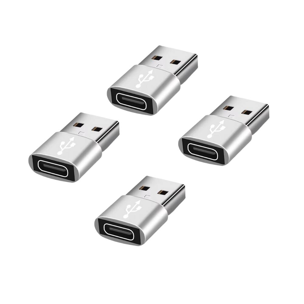 Alt View 1. Qixxronics - 4-Pack USB-C Female to USB-A Male Adapter, Type-C to USB-A Adapter Converter Compatible to Phones, Tablets and Computers - Silver.
