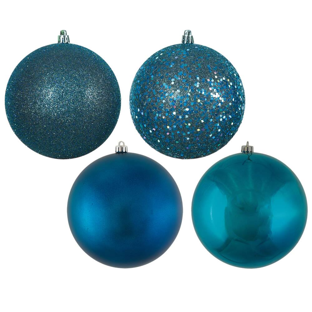 Front. Vickerman - 3" Sea Blue 4 Finish Ball Assorted 16 Box - Sea Blue.