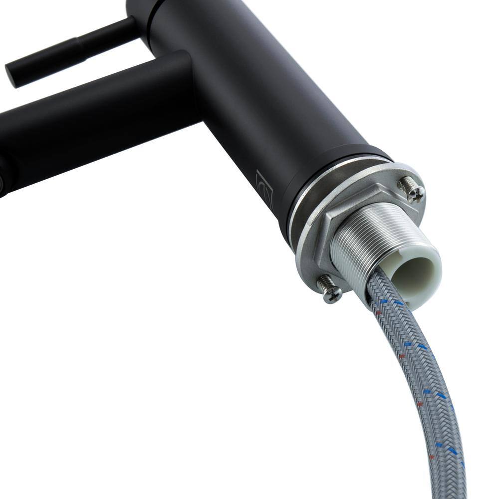Angle. Elegant Kitchen and Bath - Mia Single Hole Single Handle Bathroom Faucet in Matte Black - Matte Black.