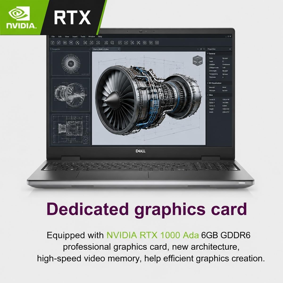 RTX NVIDIA.  
Dedicated graphics card  
Equipped with NVIDIA RTX 1000 Ada 6GB GDDR6 professional graphics card, new architecture, high-speed video memory, help efficient graphics creation.