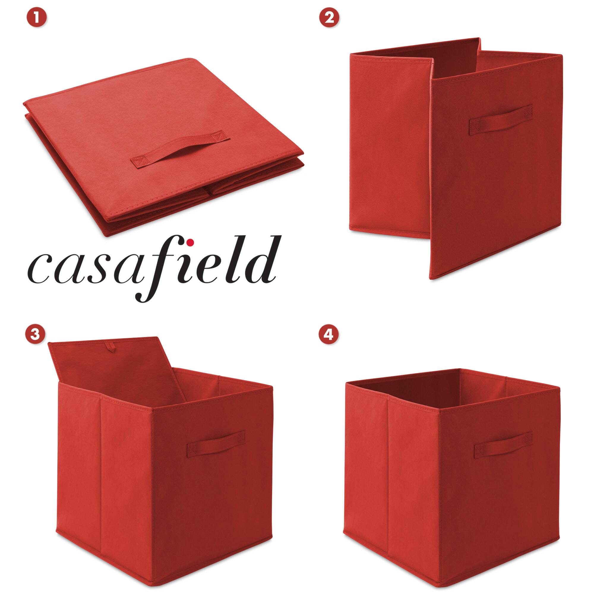Alt View 5. Casafield - (Set of 6) Collapsible Fabric Cubes - Storage Bins - Red.