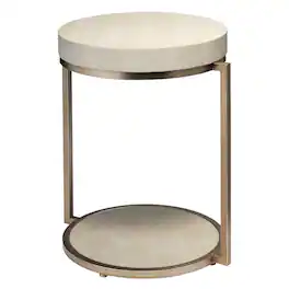 Manhattan Lane - Metal Side Table with Round Top and Bottom - White and Gold