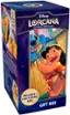 The text on the image reads: "Disney LORCANA TRADING CARD GAME HUGE BOOSTER PACKS MSDE w/ TRE BENL we N OIT wih" TRE bae FON w. ana SL dh e hie  RGR oi I m ollecel! . 1A Tedufng -dwut MCUE   aua 05 d R   dataditen L 1 INCLUDES STORAGE CARD BOX GIFT BOX."