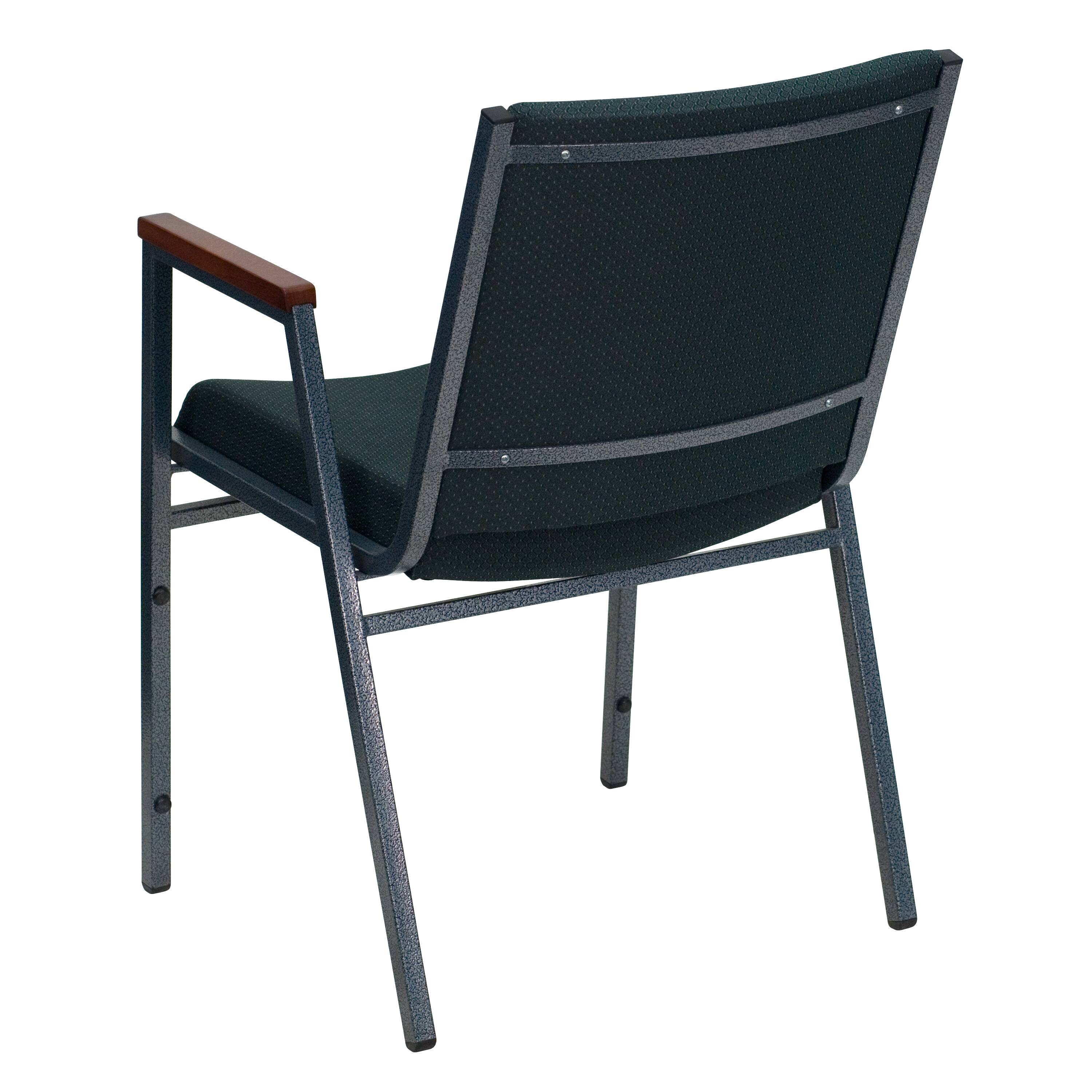 Alt View 4. Emma + Oliver - Heavy Duty Reception/Guest Stack Chair with Arms - Green Patterned Fabric.