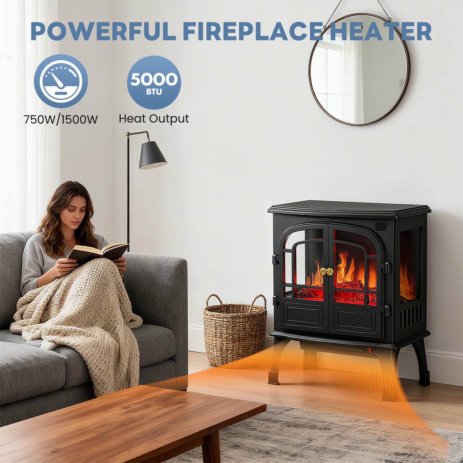 POWERFUL FIREPLACE HEATER

5000 BTU

750W/1500W

Heat Output
