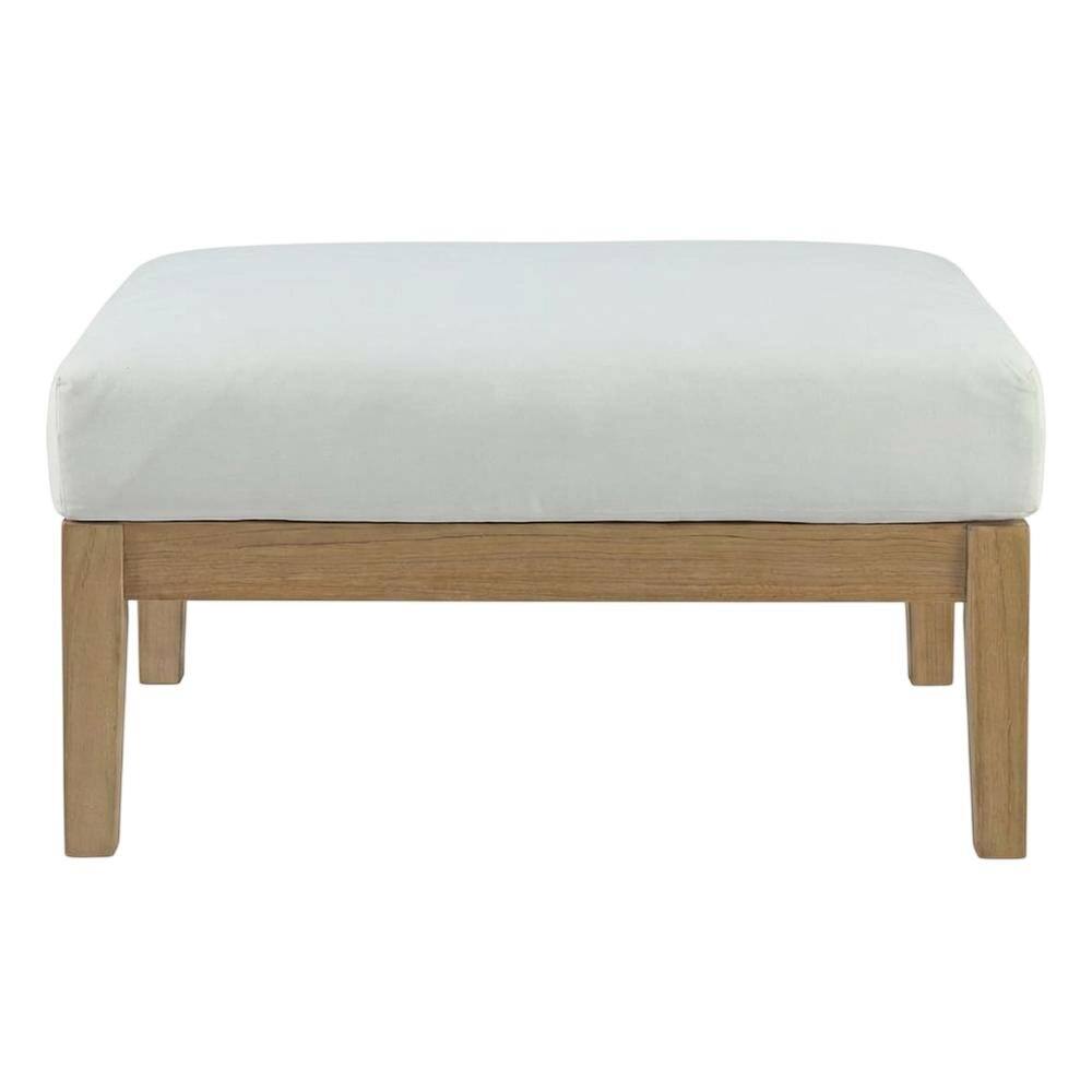 Back. Outdoor Escape - Teak Outdoor Ottoman with Stylish Design and Durable Construction - White.