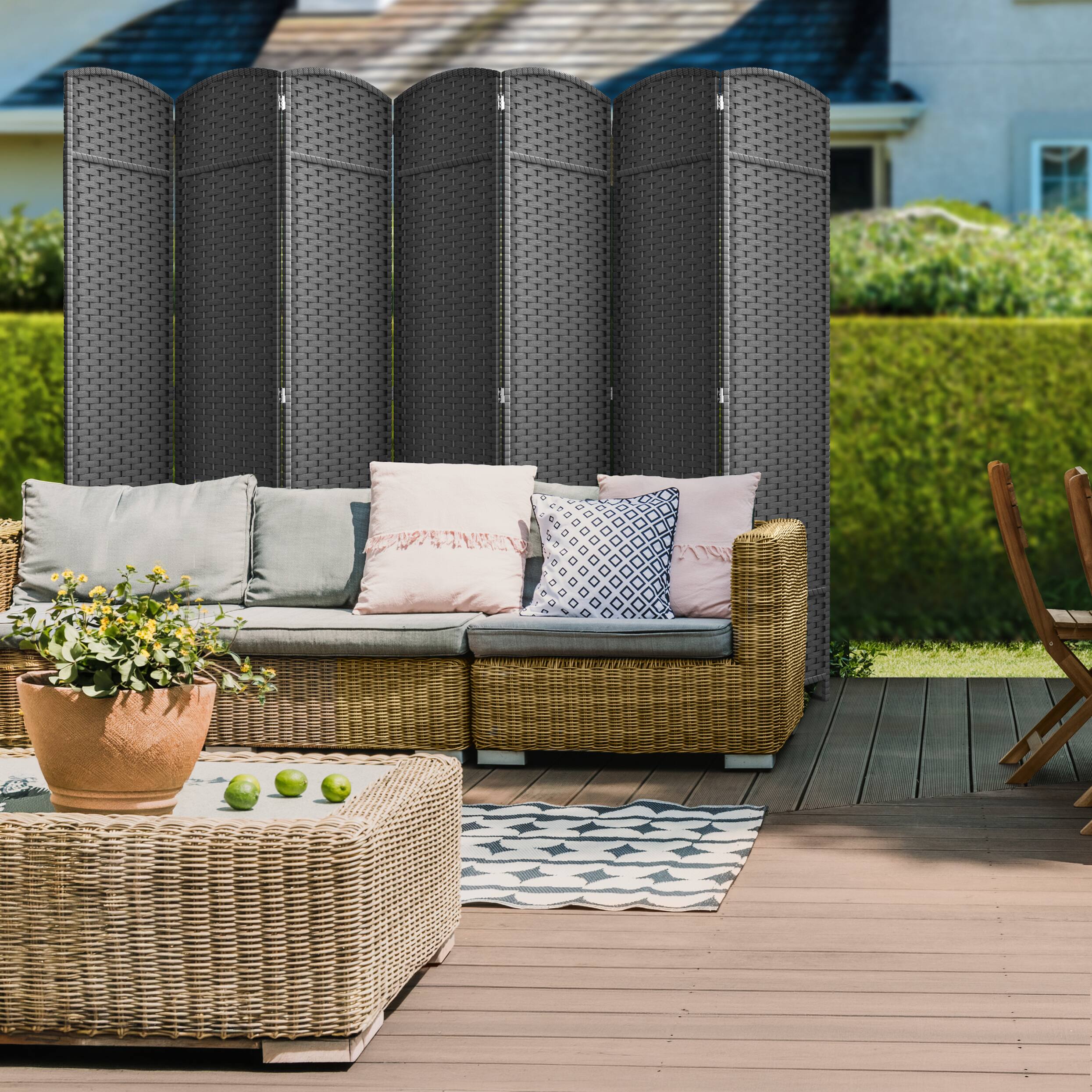 Alt View 4. Sorbus - Sorbus Extra Wide Double Hinged 7-Panels Partition Room Dividers, Dark Gray - Dark Gray.