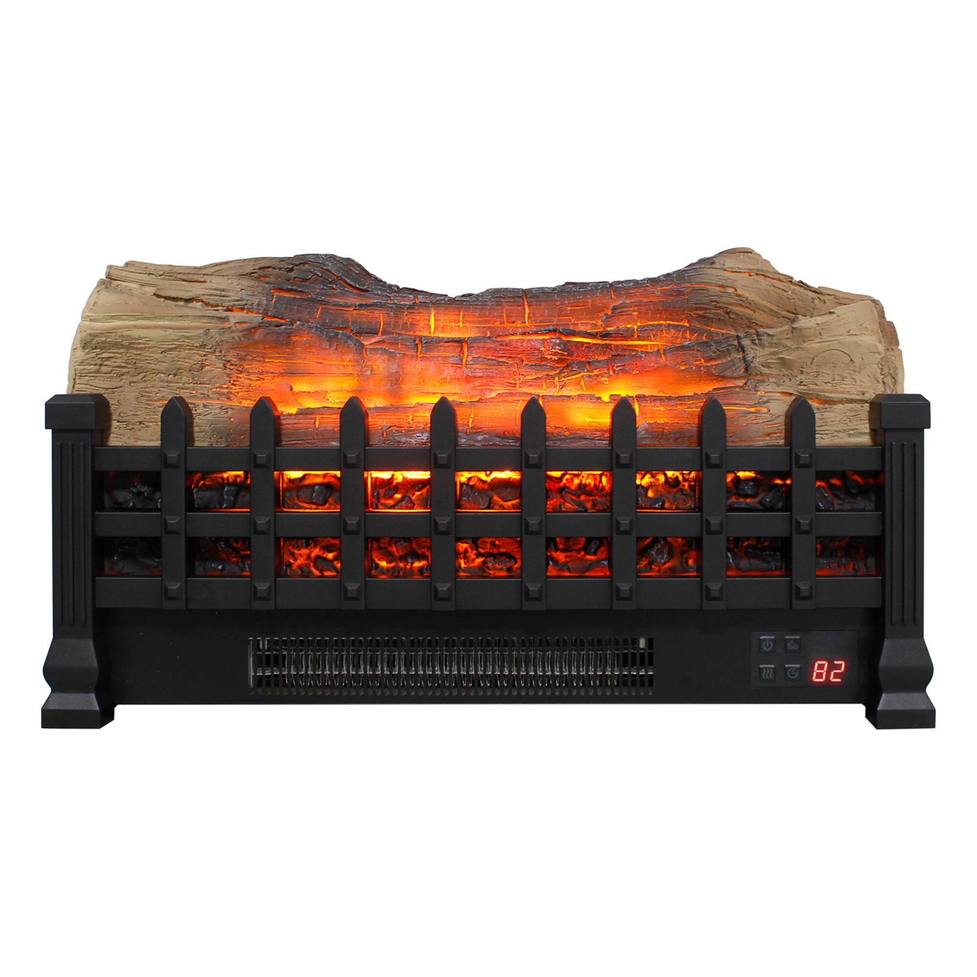 Front. APRILSOUL - 20 Inch Electric Fireplace 3d Log Set Insert Free Standing Heater For Indoor - Black.