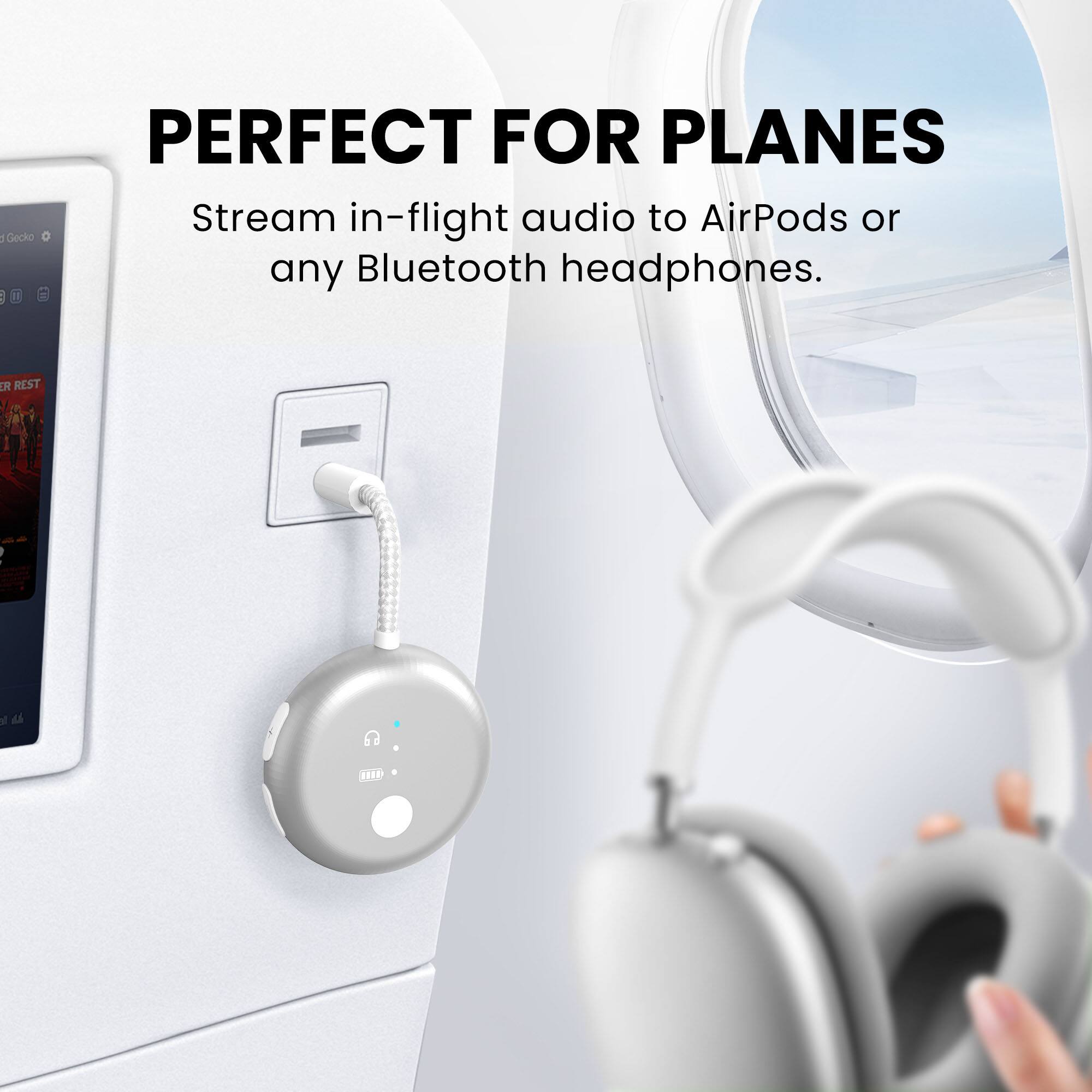 Angle. Avantree - SoundJet R1 – 25Hr Airplane Bluetooth Adapter for All AirPods (Pro/Max).