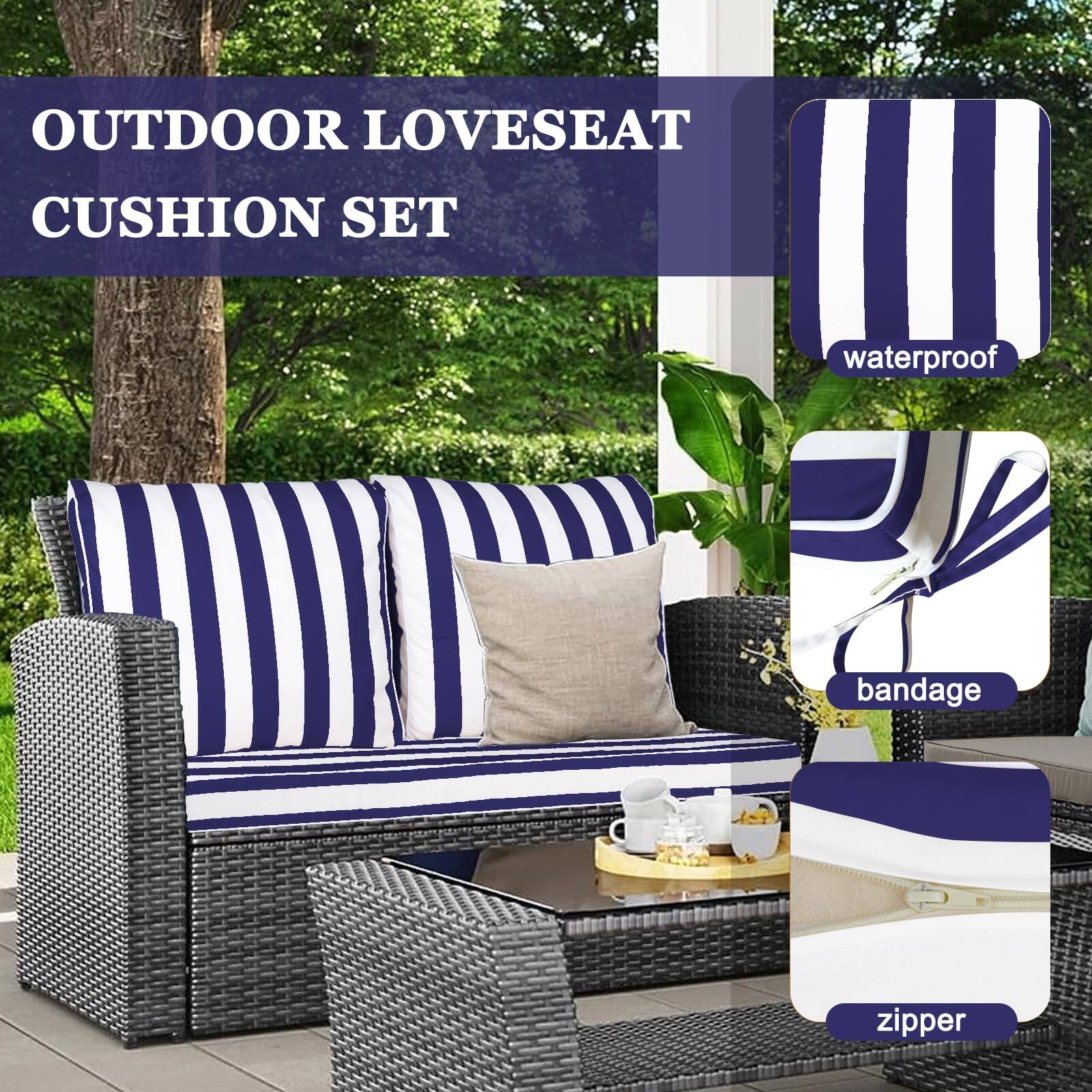 OUTDOOR LOVESEAT CUSHION SET

- waterproof
- bandage
- zipper