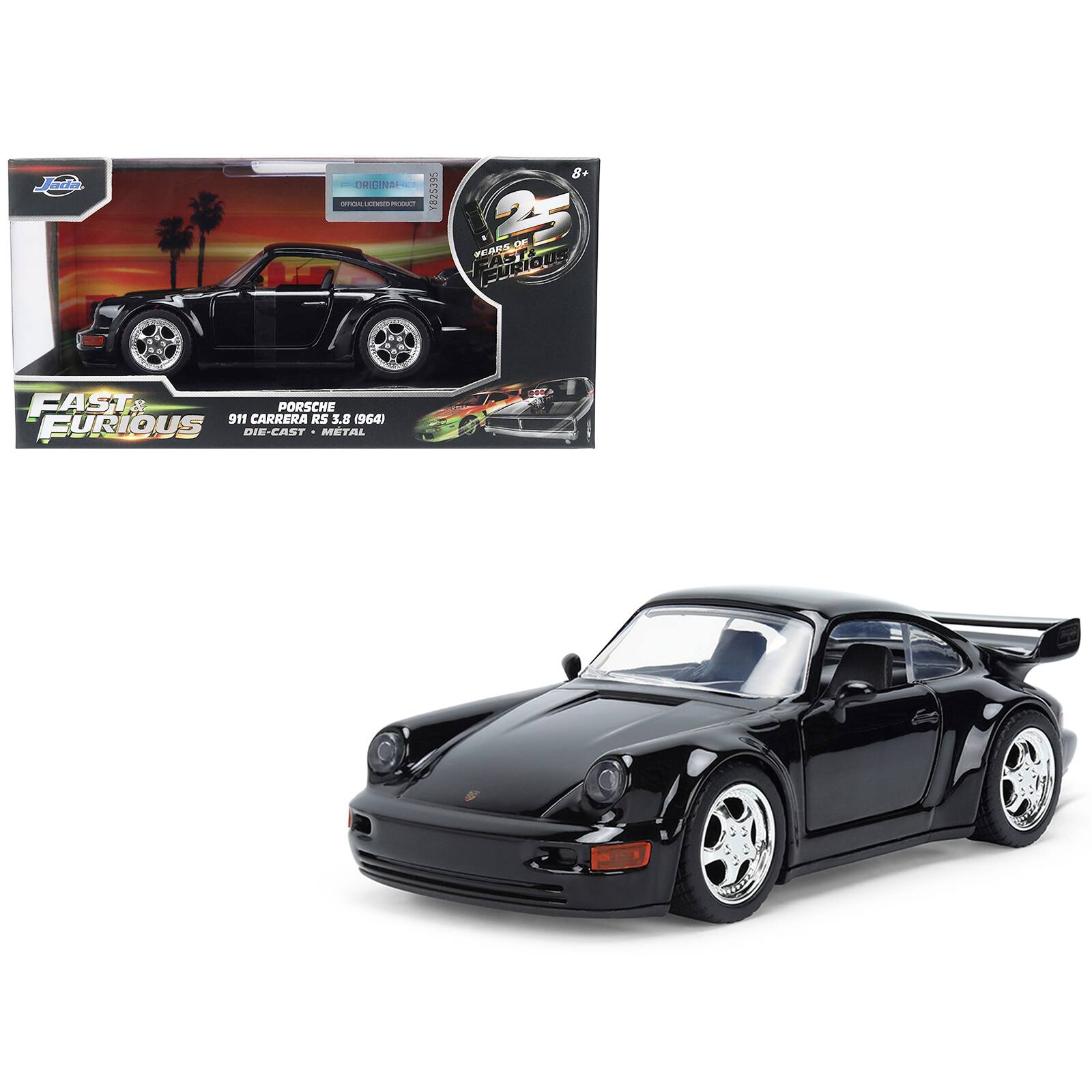 Porsche 911 Carrera RS 3.8 (964) Black "25 Years of Fast & Furious" Series 1/32 Diecast Model Car by Jada
