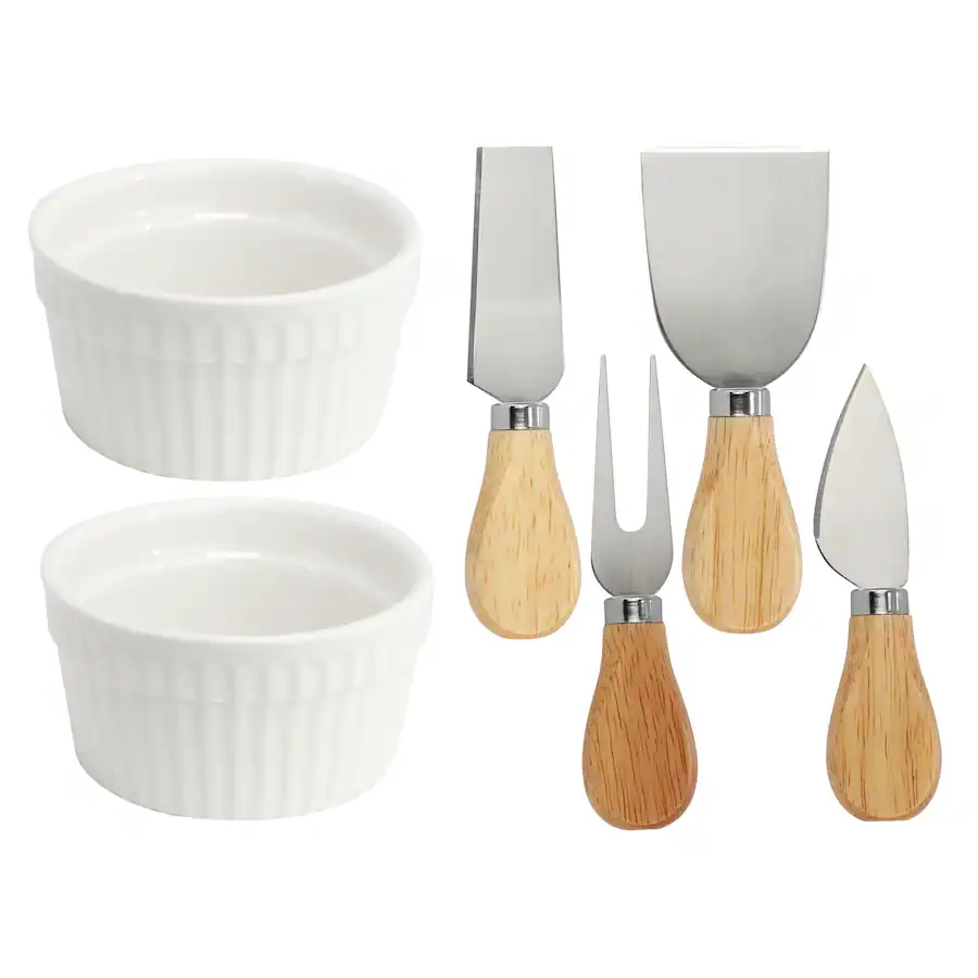 MegaChef Bamboo Charcuterie Cheese Board Set with Ramekins and Slide ...