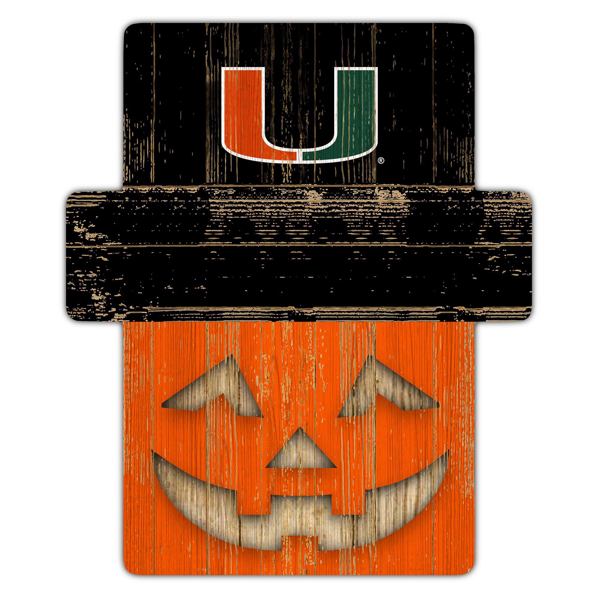 Front. Fan Creations - Miami Hurricanes 12" x 12" Jack-O-Lantern Display - Orange.