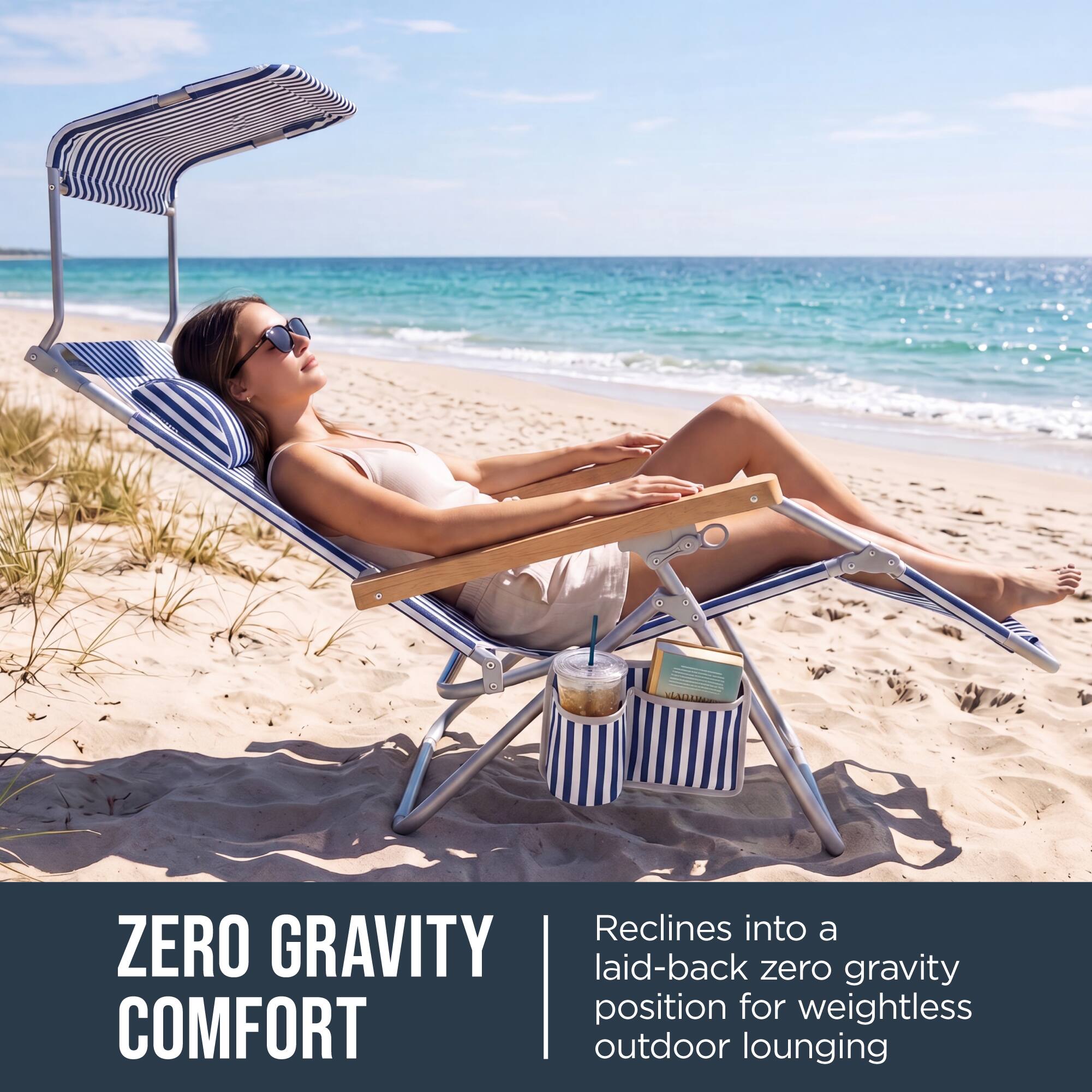 Reclines into a ZERO GRAVITY laid-back zero gravity position for weightless COMFORT outdoor lounging