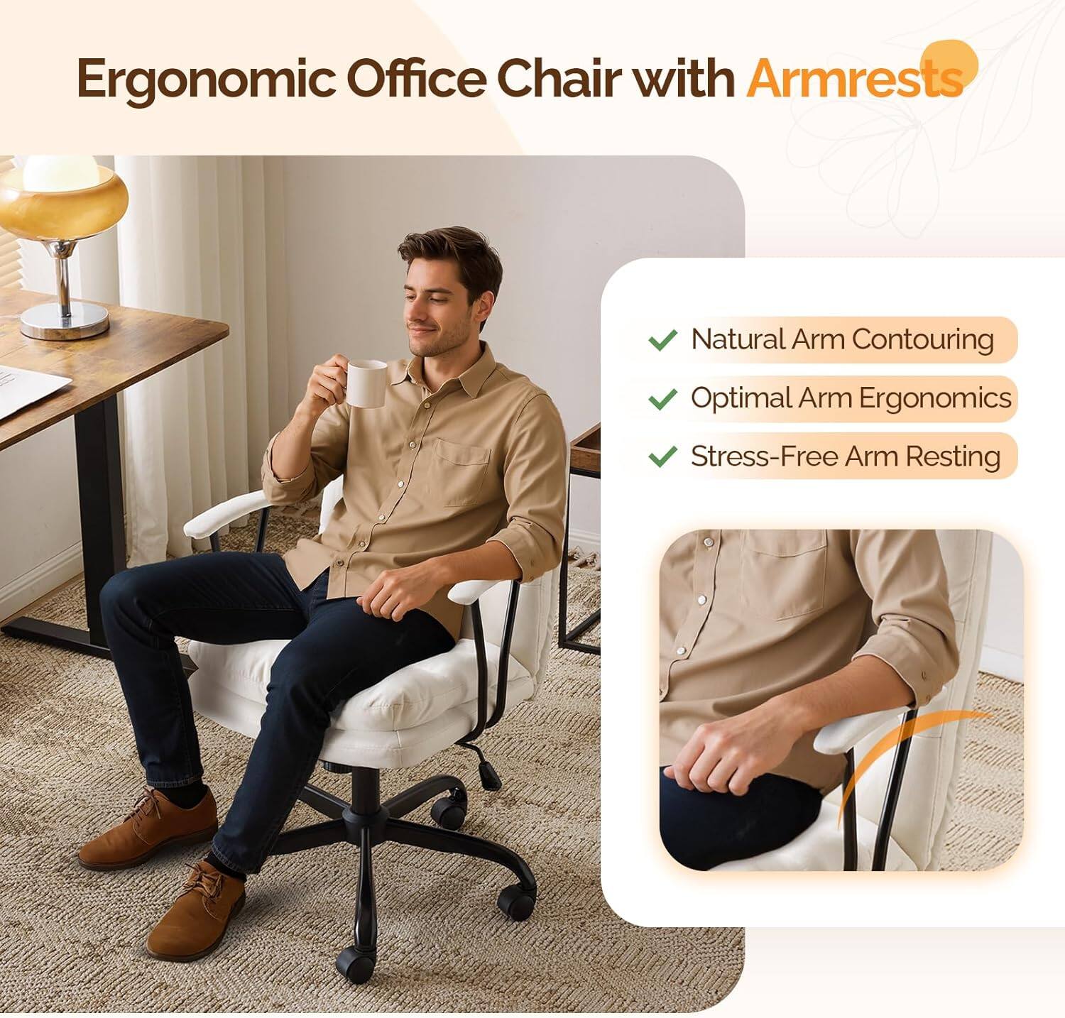 Ergonomic Office Chair with Armrests

- Natural Arm Contouring
- Optimal Arm Ergonomics
- Stress-Free Arm Resting