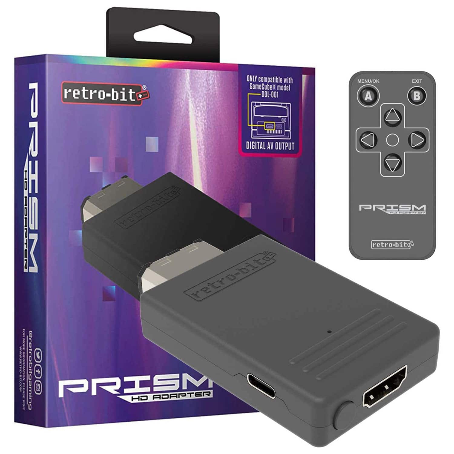 Retro-Bit - Retro Prism HDMI Adapter for GameCube 1080P AV to HDMI Converter - Black