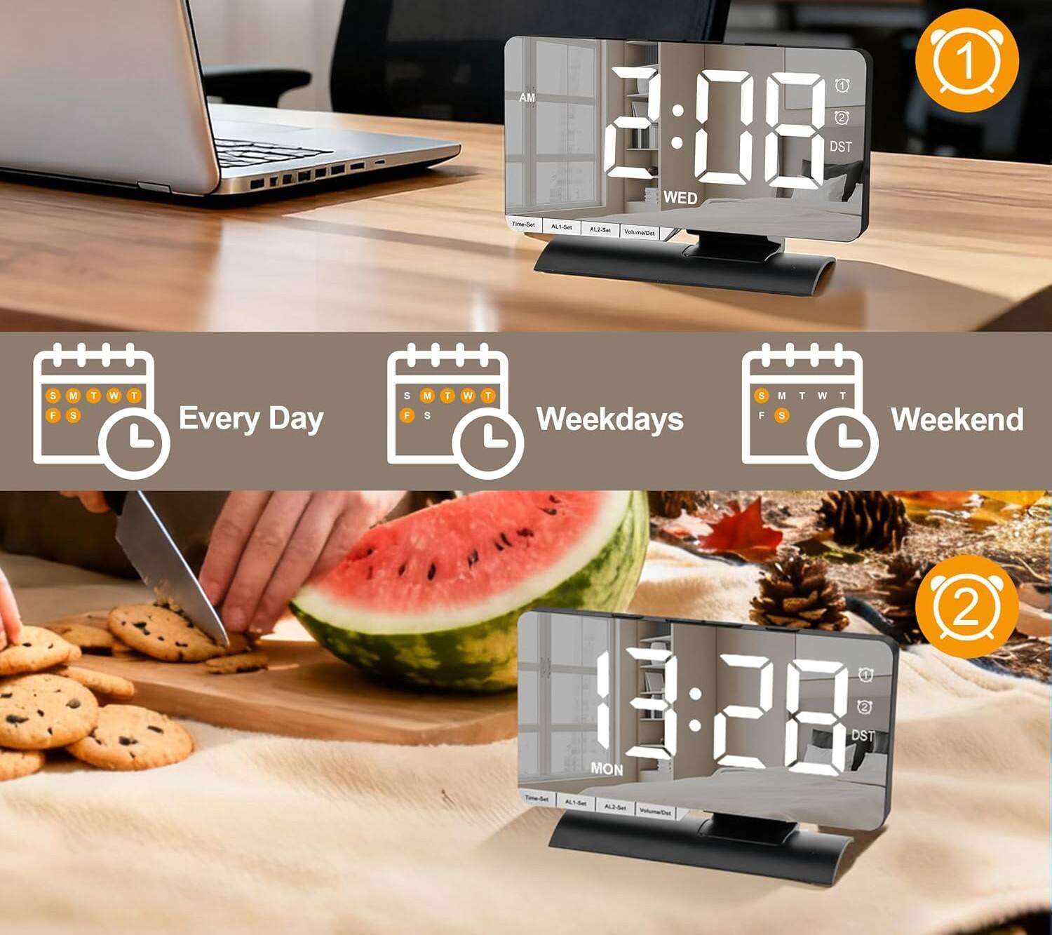 AM Time-Ser id 1  
1:08 DST WED  
Valumate 1 5 F M 5 T W T  
Every Day S F M S 1 W T  
Weekdays a TWTM M 1 W T F 5  
Weekend 2 13:28 2 DST MON AL