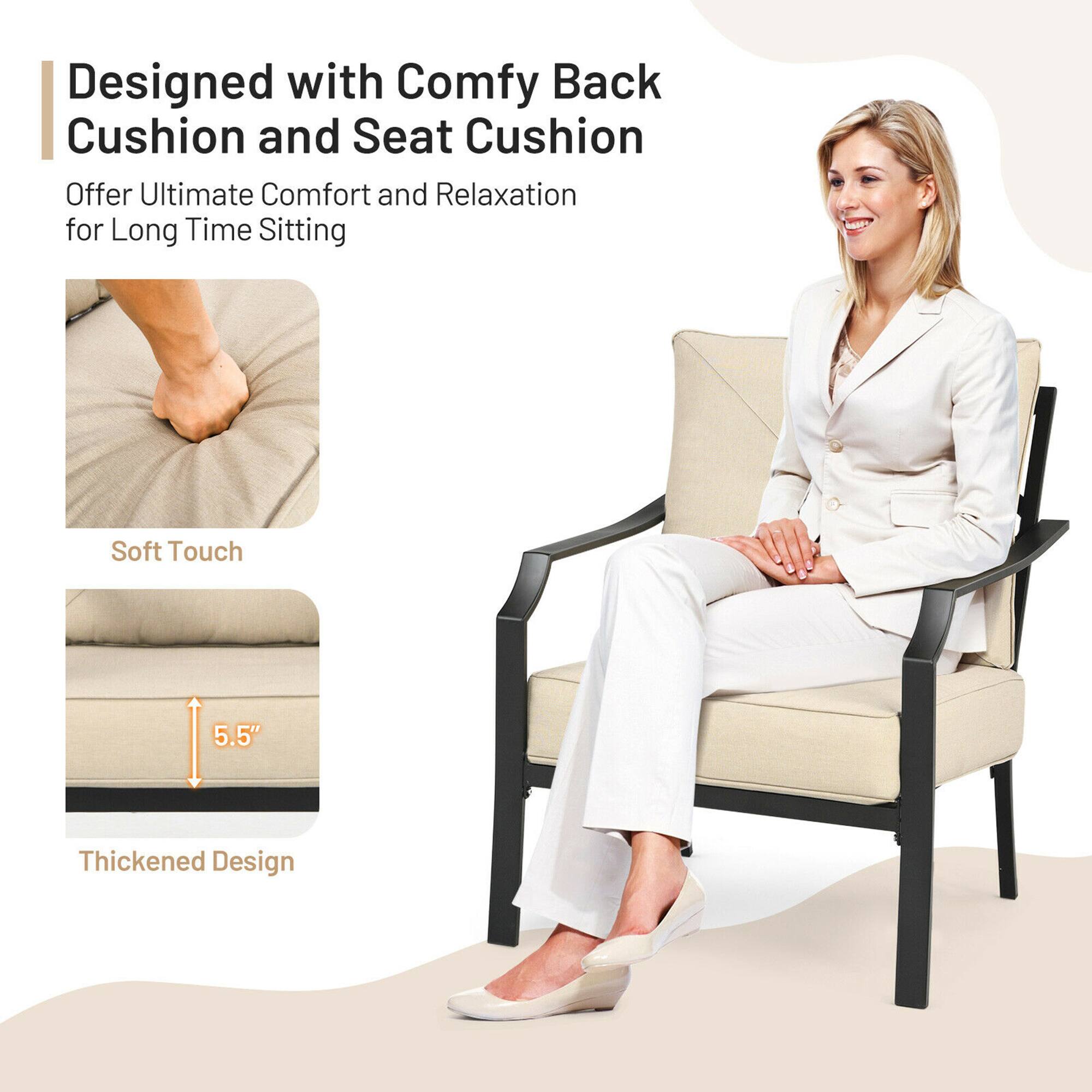 Designed with Comfy Back Cushion and Seat Cushion  
Offer Ultimate Comfort and Relaxation for Long Time Sitting  

Soft Touch  

Thickened Design  
5.5"