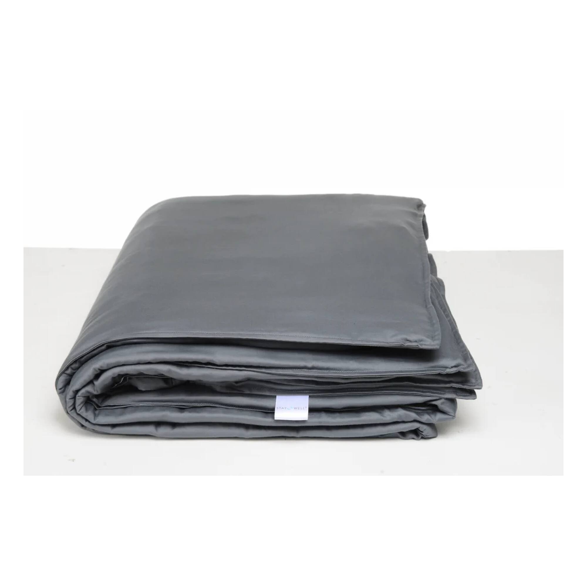 Back. Human Touch - Stay Well Weighted Blanket - Antimicrobial Premium Cotton, 19.4 lb, 48 x 74 in, Gray - Gray.