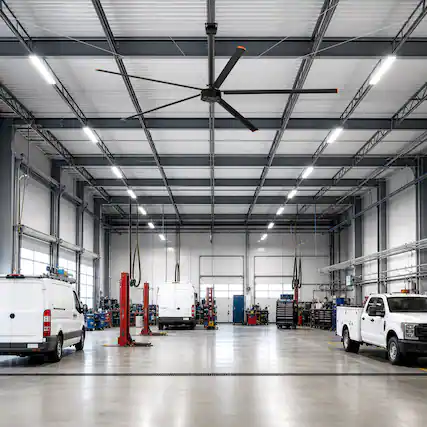 Front. Breezary - 144 in 12 ft HVLS Commercial High Volume Low Speed Ceiling Fan with PMSM Motor Variable Frequency Wall Control 5 Blades - 144-inch Black.