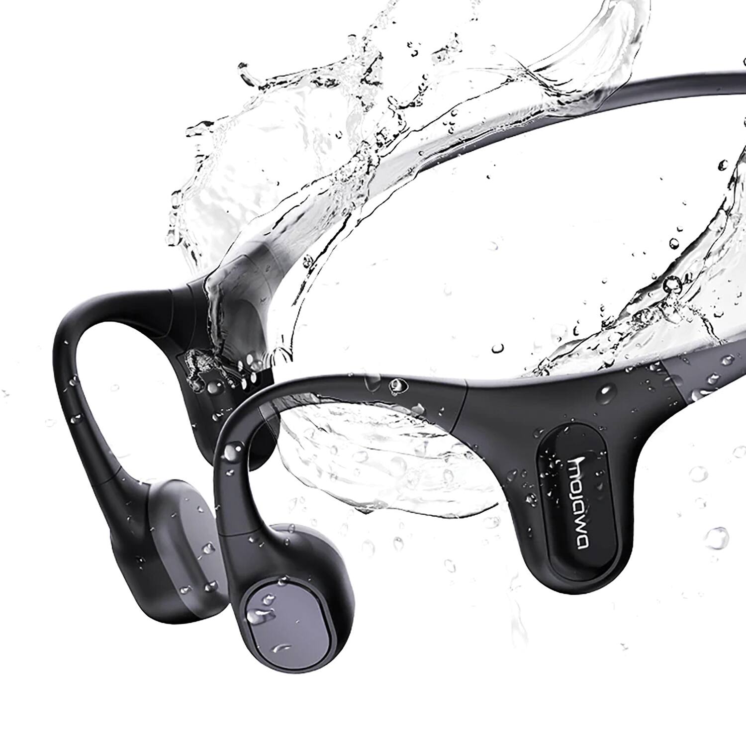 Alt View 2. Mojawa - Run Plus Bluetooth Bone-Conduction Open-Ear Headphones, Microphone, Waterproof for Outdoor Sports - Black.