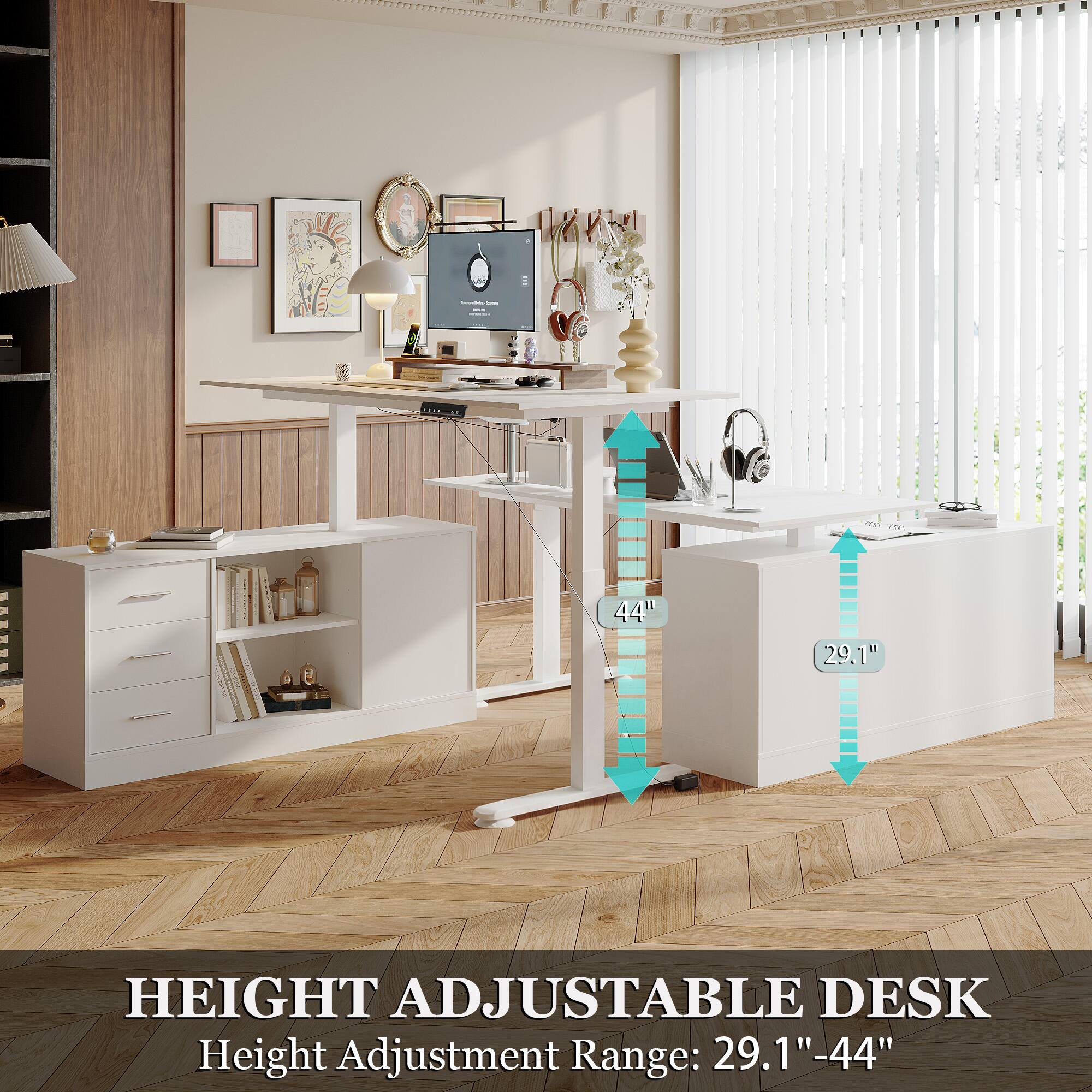 HEIGHT ADJUSTABLE DESK  
Height Adjustment Range: 29.1" - 44"