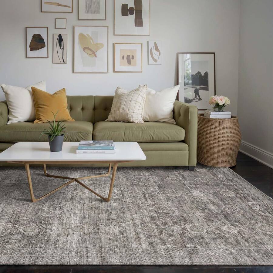 PARKER SLATER Area Rugs 5x7 Living Room Bedroom Grey Washable Rug ...