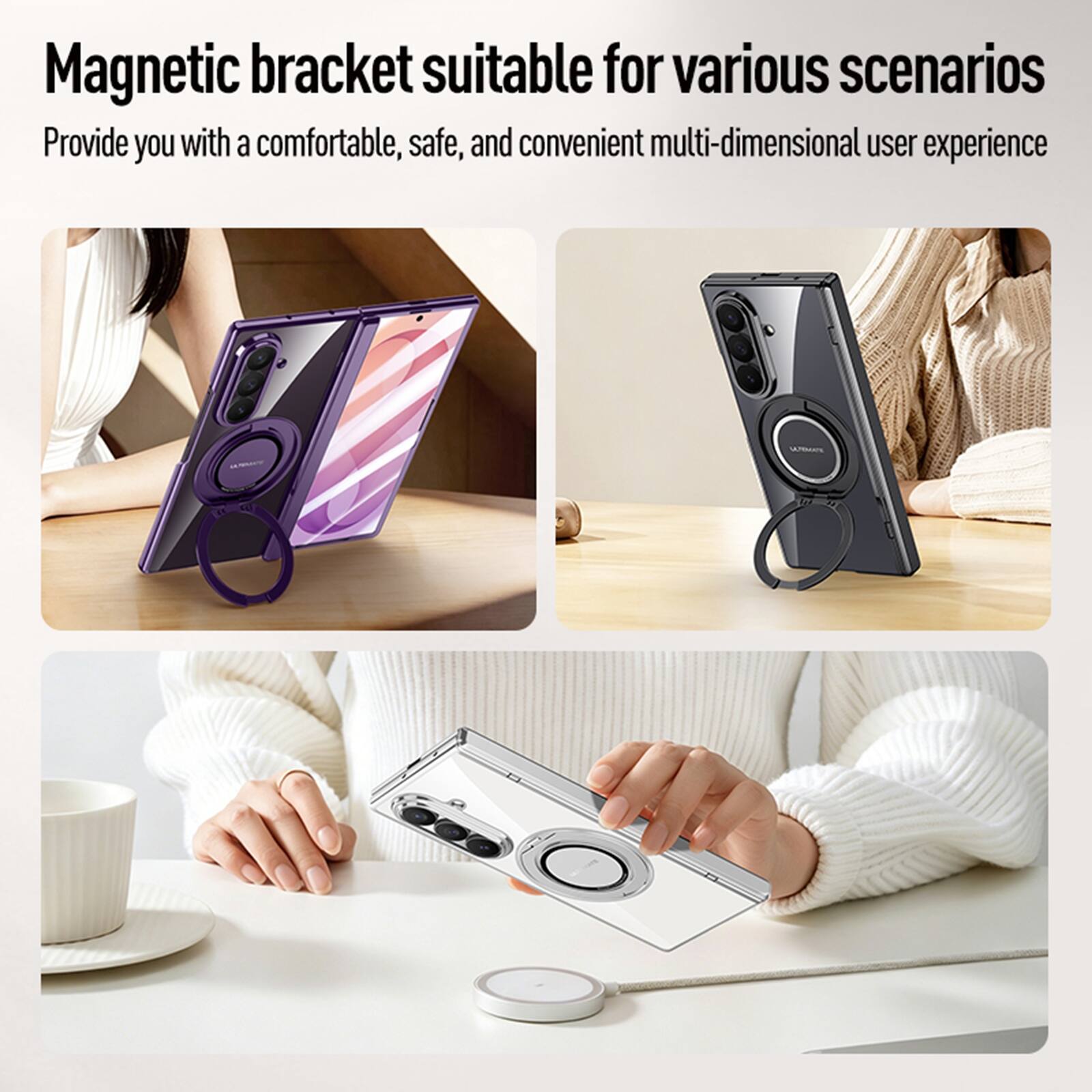 Magnetic bracket suitable for various scenarios  
Provide you with a comfortable, safe, and convenient multi-dimensional user experience