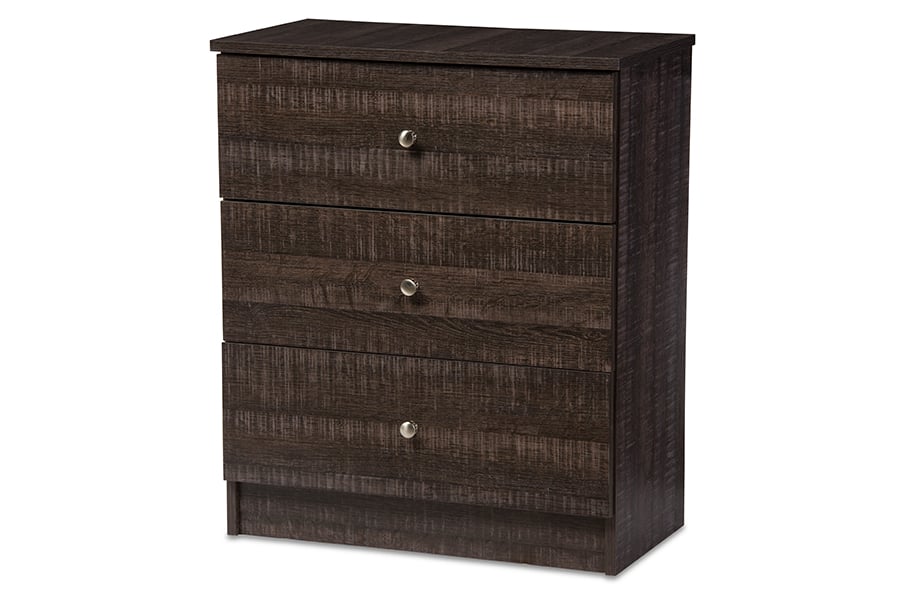 Baxton Studio - Decon Modern and Contemporary Wood 3-Drawer Storage Chest - Brown