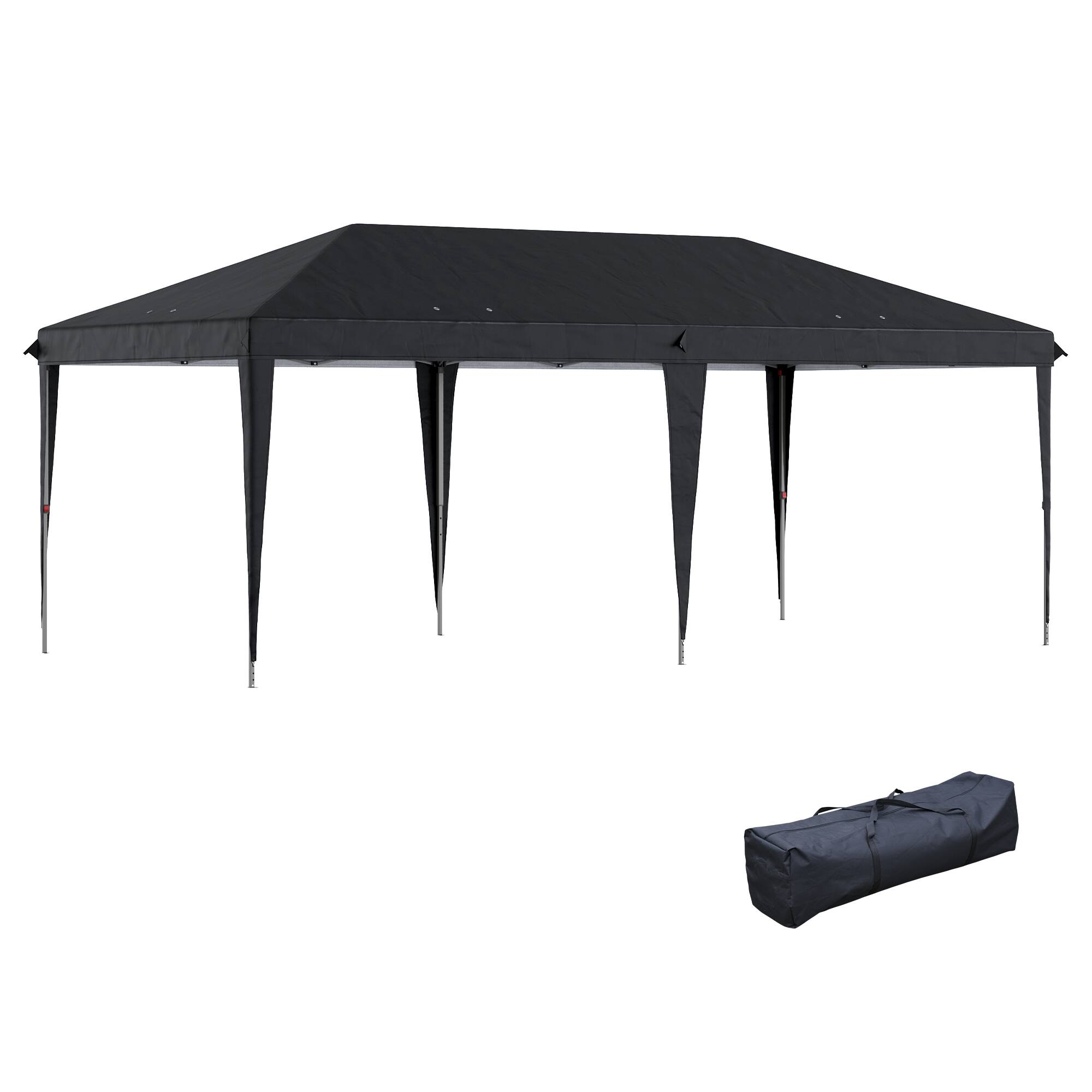 Outsunny - 10' x 20' Pop Up Canopy Tent, Upgraded Heavy Duty Tents for Parties, Outdoor Instant Gazebo Sun Shade Shelter - Black