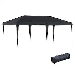 Outsunny - 10' x 20' Pop Up Canopy Tent, Upgraded Heavy Duty Tents for Parties - Black