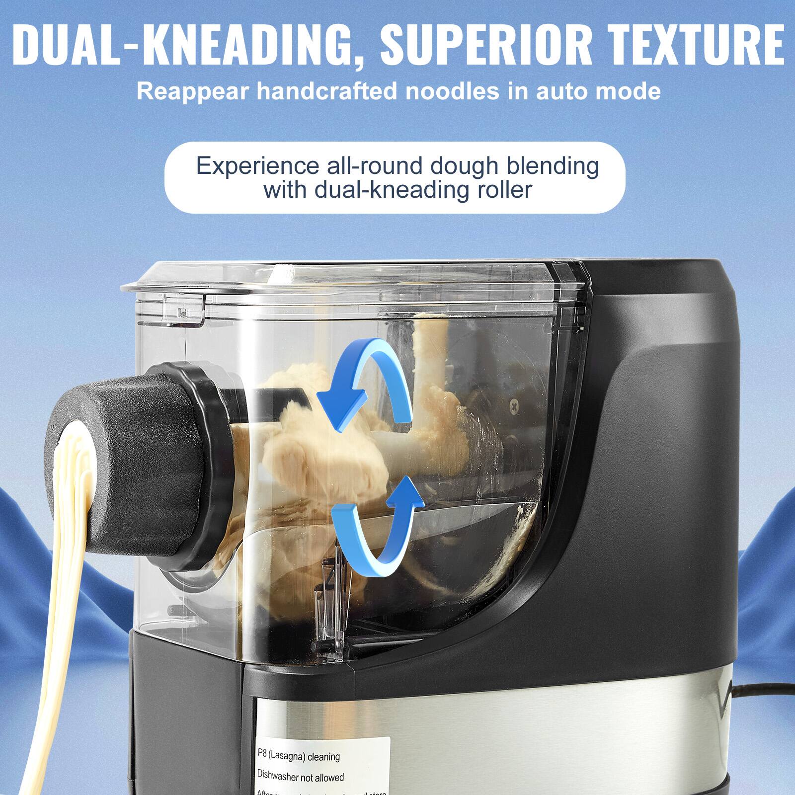 DUAL-KNEADING, SUPERIOR TEXTURE  
Reappear handcrafted noodles in auto mode  

Experience all-round dough blending with dual-kneading roller  

P8 (Lasagna) cleaning  
Dishwasher not allowed