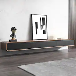 POVISON - 63" Minimalist Floating TV Stand - Black & Brown