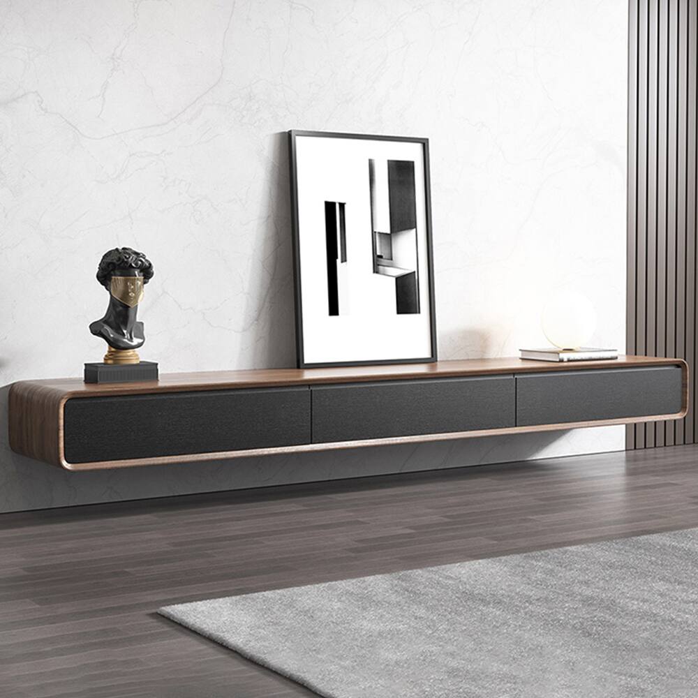 Front. POVISON - Povison Floating TV Stand - Black & Brown.