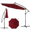 Front. Costway - 10FT Patio Solar-Lighted 112 LED Cantilever Offset Umbrella Crank Tilt Outdoor - Wine.