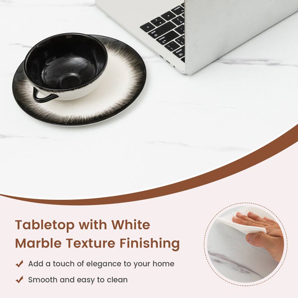 Tabletop with White Marble Texture Finishing  
- Add a touch of elegance to your home  
- Smooth and easy to clean