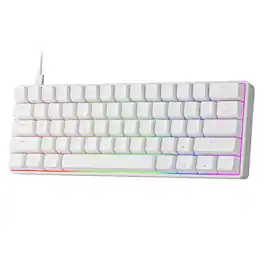 Cedar Assembly - Gm611 Mechanical Rainbow Led Backlit Gaming Wired Keyboards Compact Mini Portable With Black Keycaps For - white keycaps