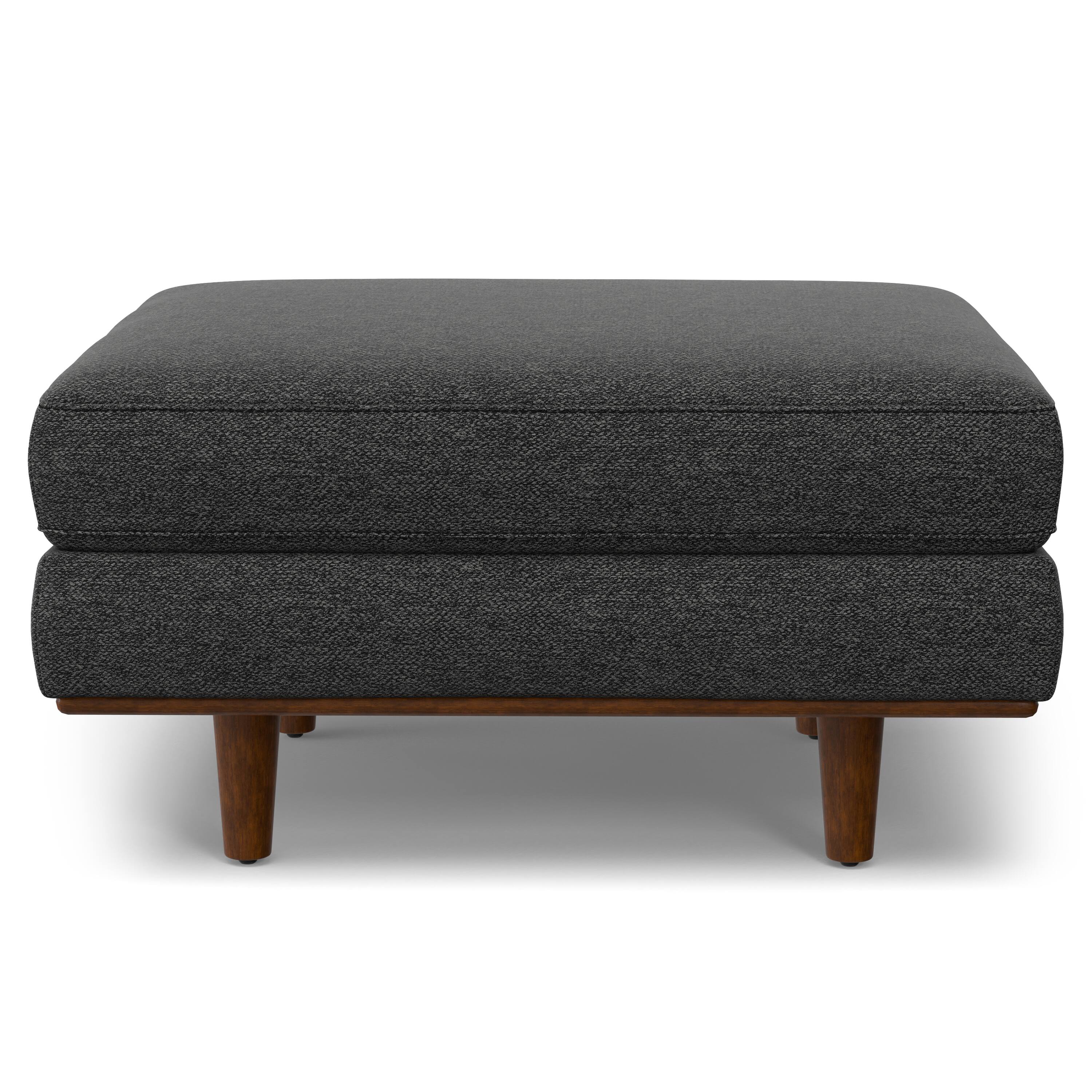 Left. Simpli Home - Morrison 33 inch Wide Mid-Century Modern Table Ottoman in Charcoal Grey Woven-Blend Fabric - Charcoal Grey.