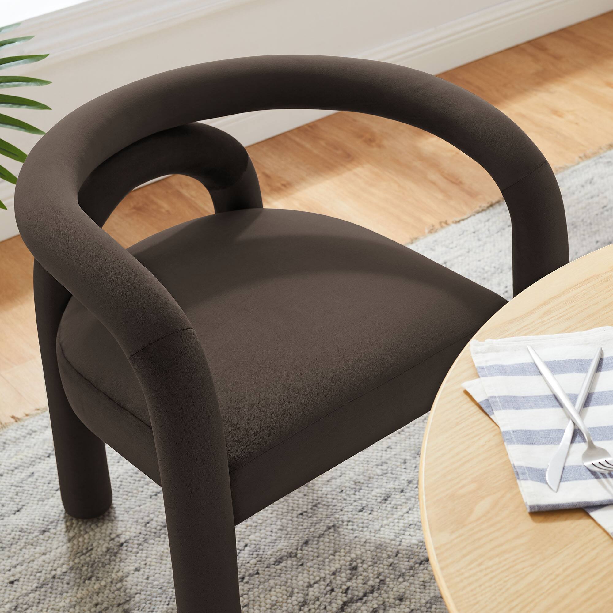 Alt View 5. Modway - Astrid Performance Velvet Dining Chair by Modway - Brown.