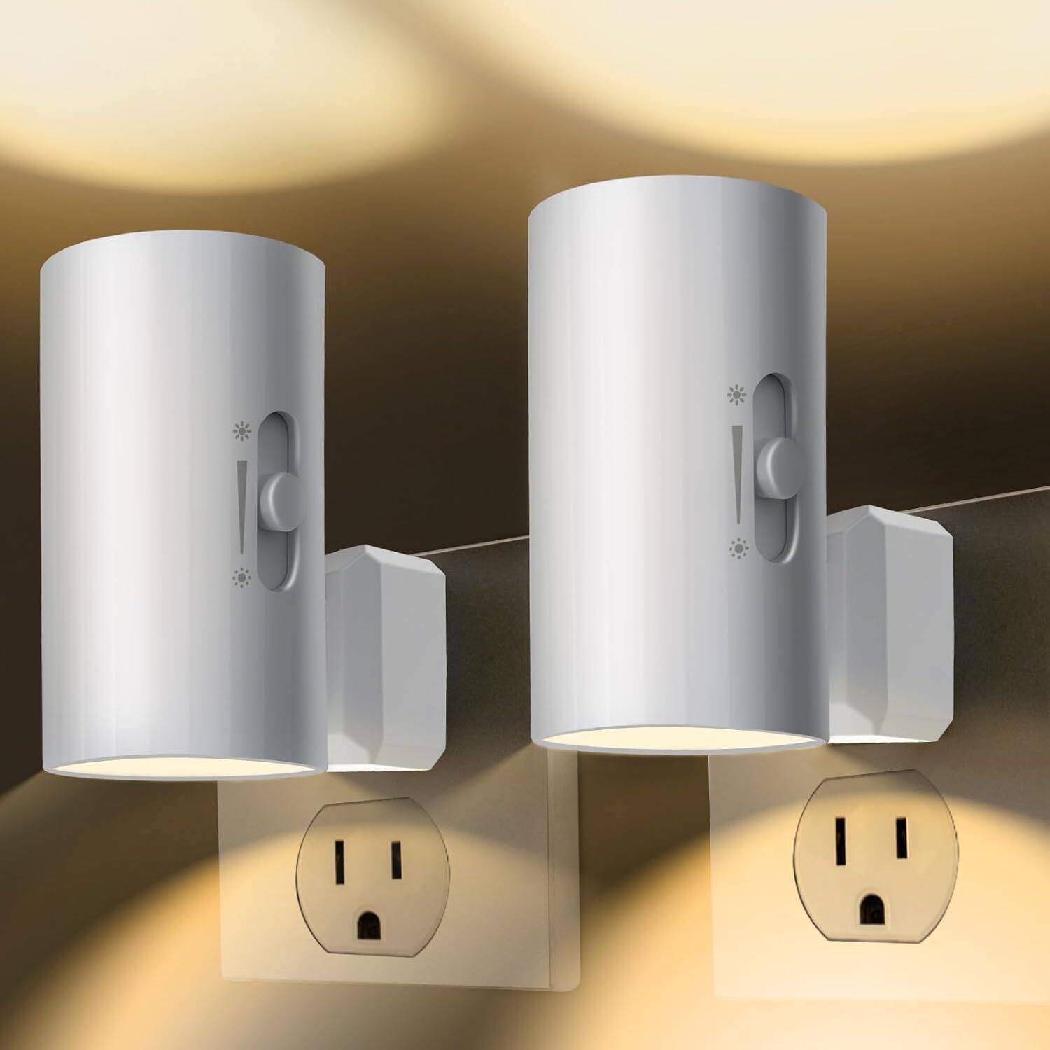 Front. FINEAK - LED Night Lights Plug into Wall, Sensor Dusk to Dawn (2 Pack) - White.