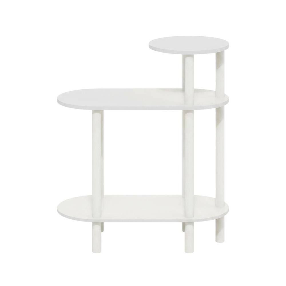 Back. FurniFact - Oval 3-Tier Side Table with Open Shelves in White - White/White.