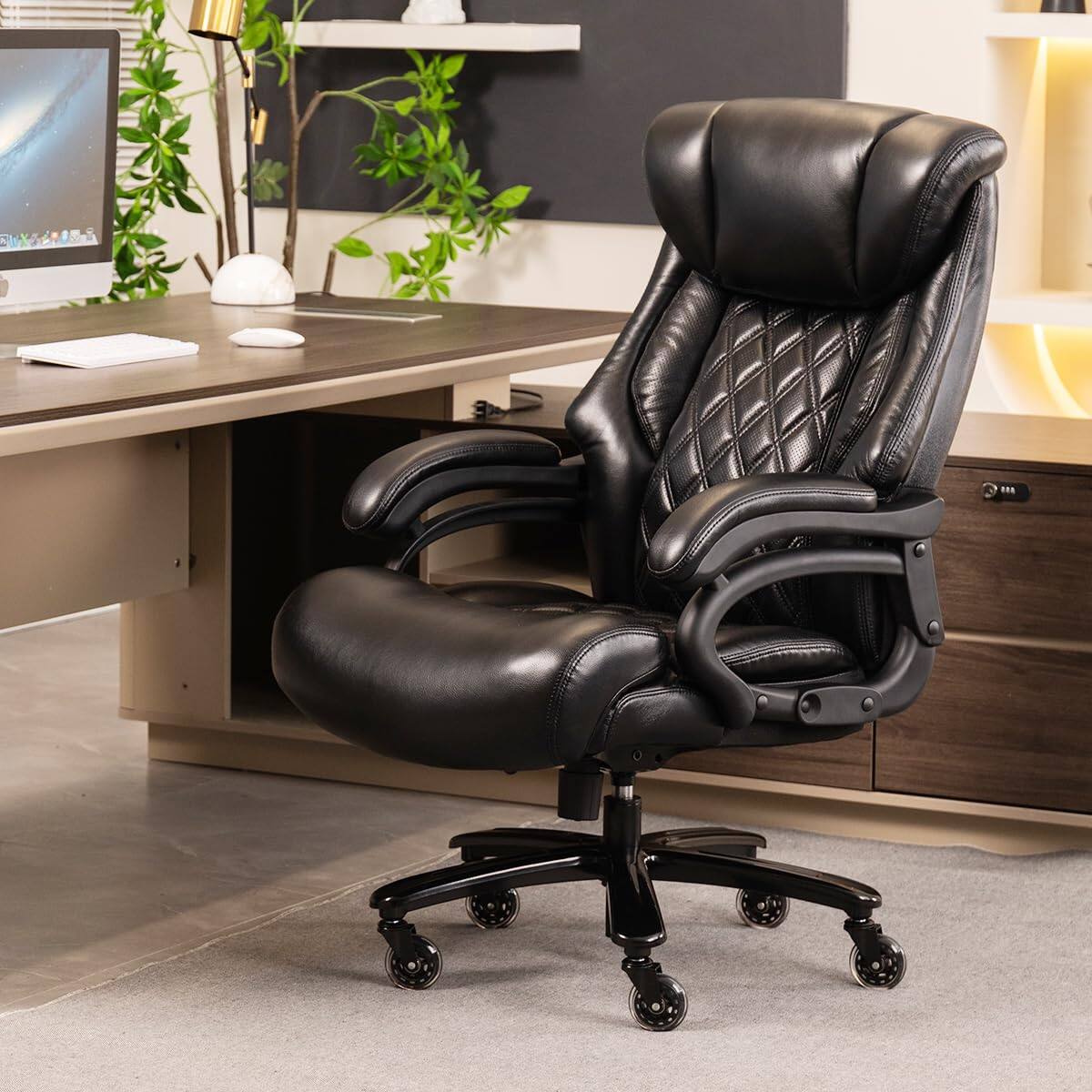 Angle. Forest'nSky - Big & Tall Office Chair - 500lb Wide Seat Executive Desk Chair with 360° Swivel - Black.