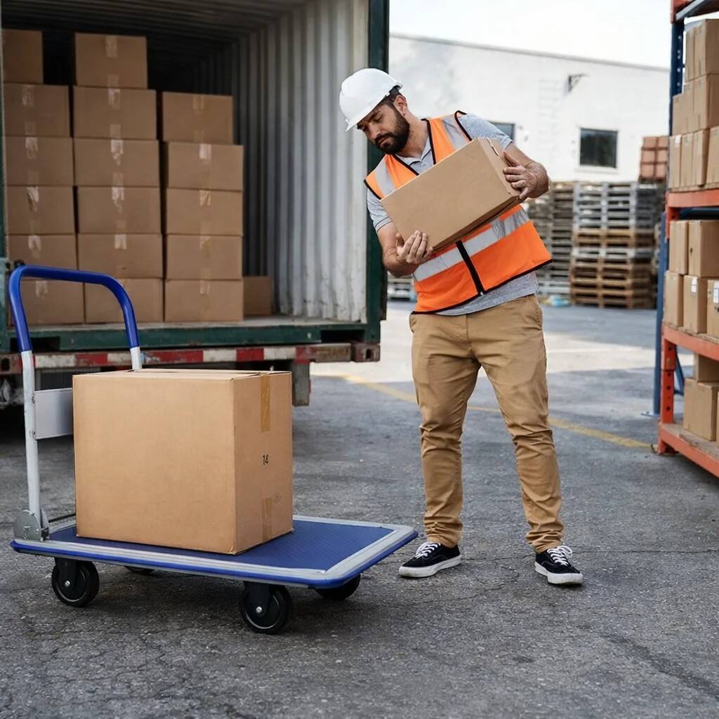 Alt View 1. Sugift - 330 lbs Foldable Push Cart Dolly, Heavy Duty Flat Bed Hand Truck with 360° Swivel Wheels - Blue.