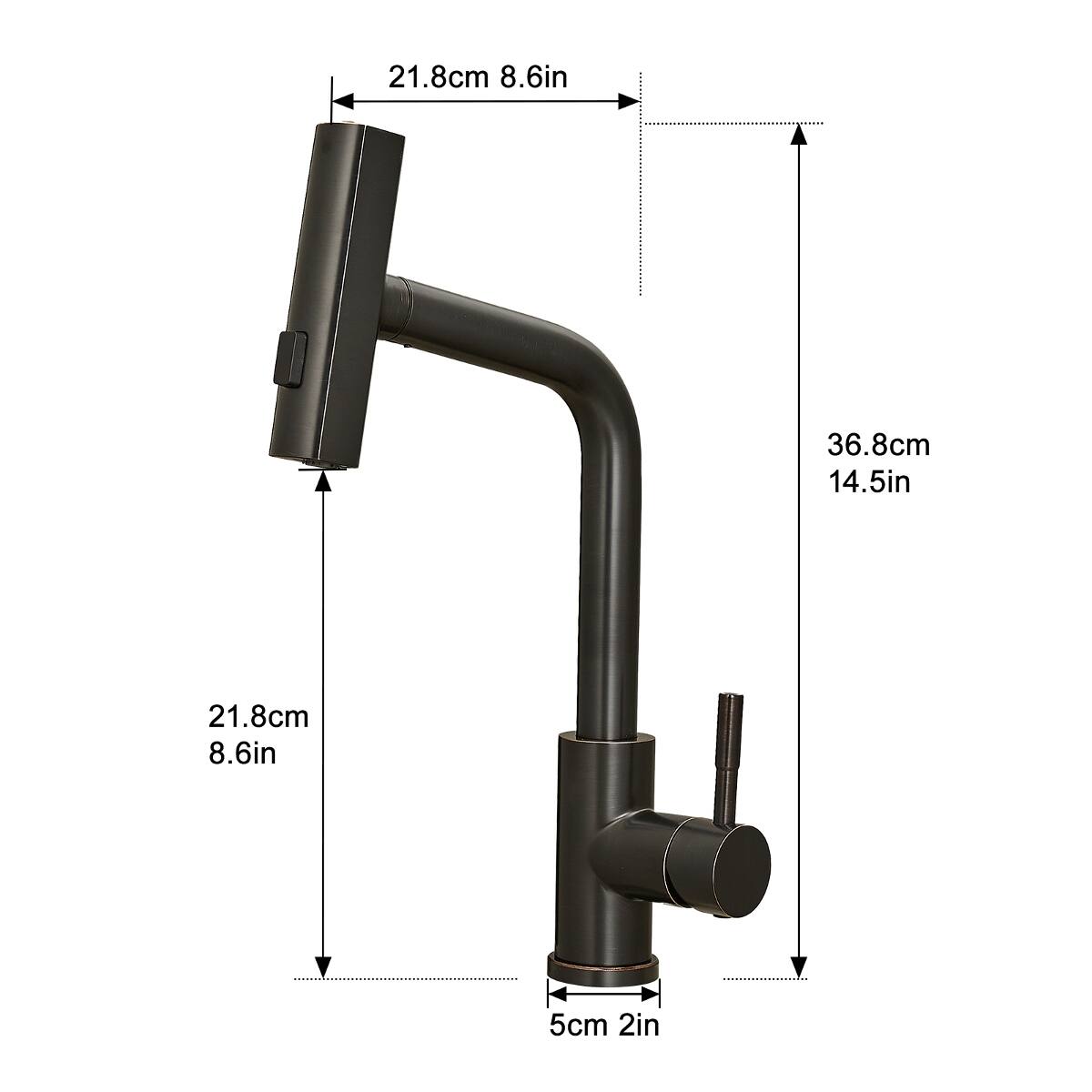 21.8cm 8.6in  
36.8cm 14.5in  
21.8cm 8.6in  
5cm 2in