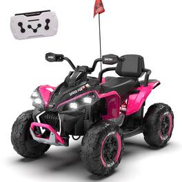 ELEMENT ACE - Large Kids Ride-On Electric ATV with Parental Remote Control, Four-Wheel Shock Absorbers, Bluetooth, and Music Functions - Black,Pink