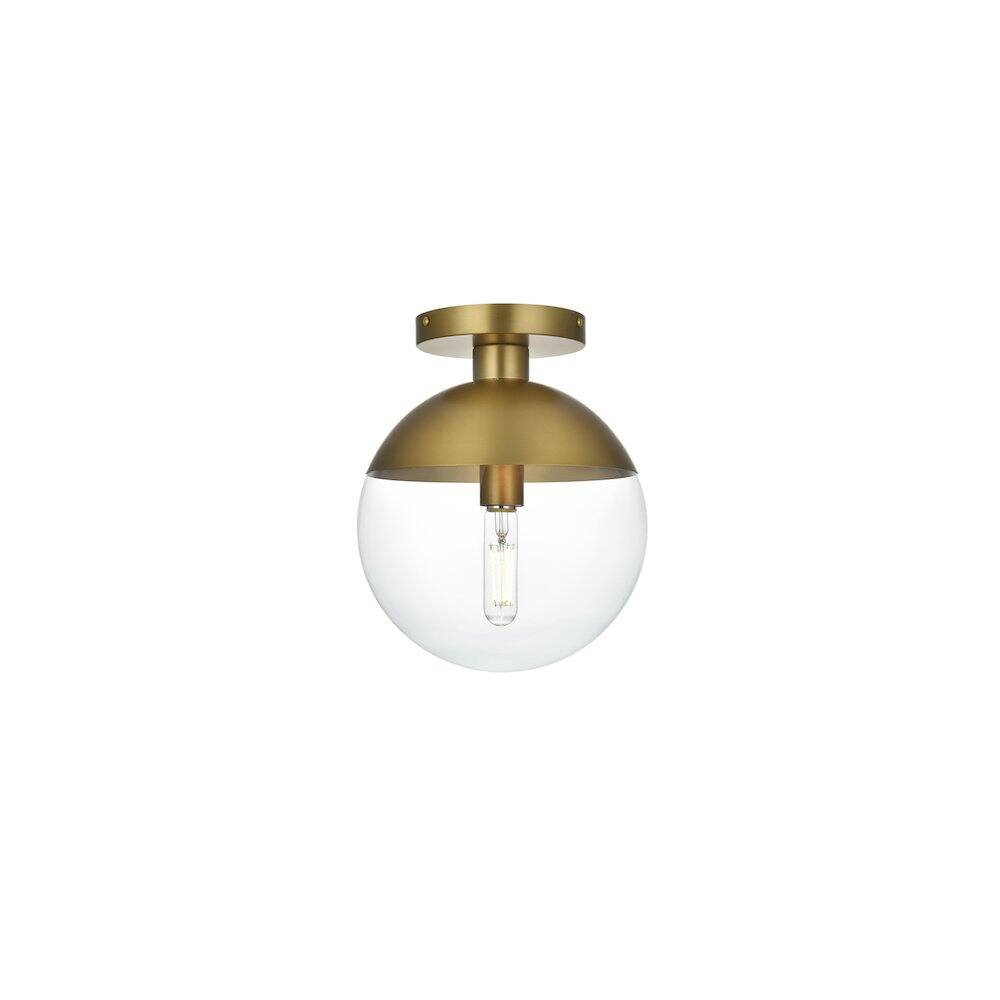 Back. Living District - Eclipse 10 Inch Flush Mount Ceiling Light Clear Shade in Chrome - Satin Gold And Clear.