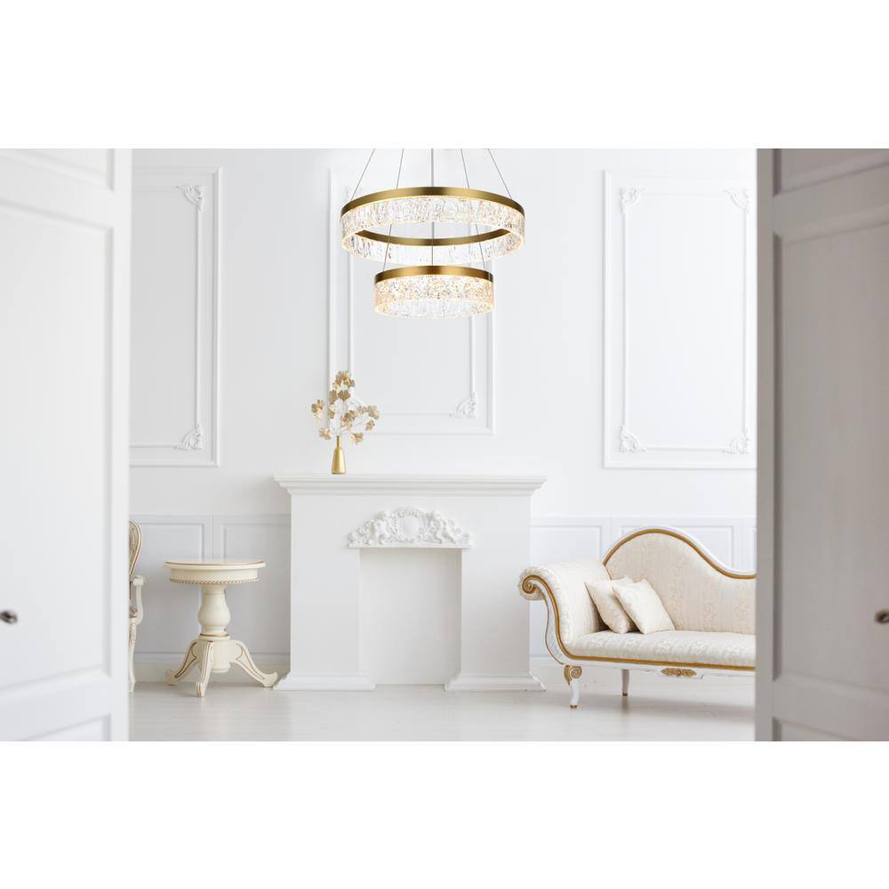 Alt View 5. Elegant Lighting - Linden 22 inch Adjustable LED chandelier in Satin Gold - Satin Gold.