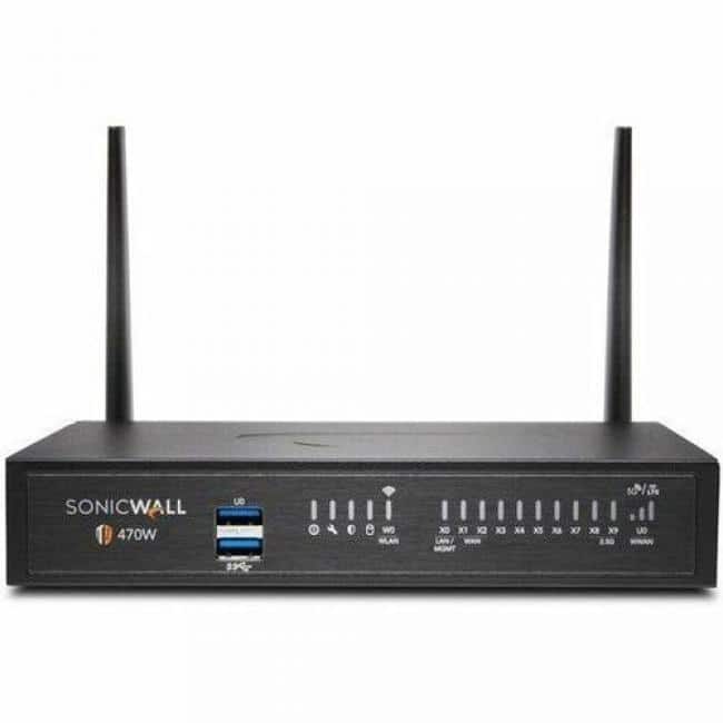SonicWall - TZ470w Network Security/Firewall Appliance - Intrusion Prevention - 8 Port - 10/100/1000Base-T - 2.5 Gigabit - Black